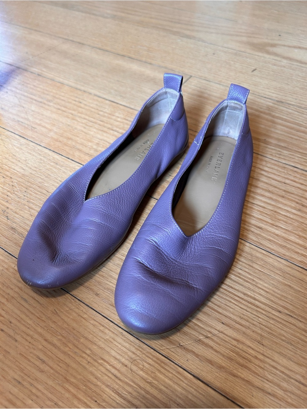 Everlane Lilac Leather Slip-On Ballet Flats